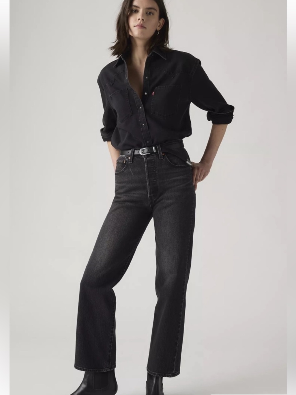 Levi Strauss & Co. Ribcage Straight-Ankle Premium Women's Jeans In Black